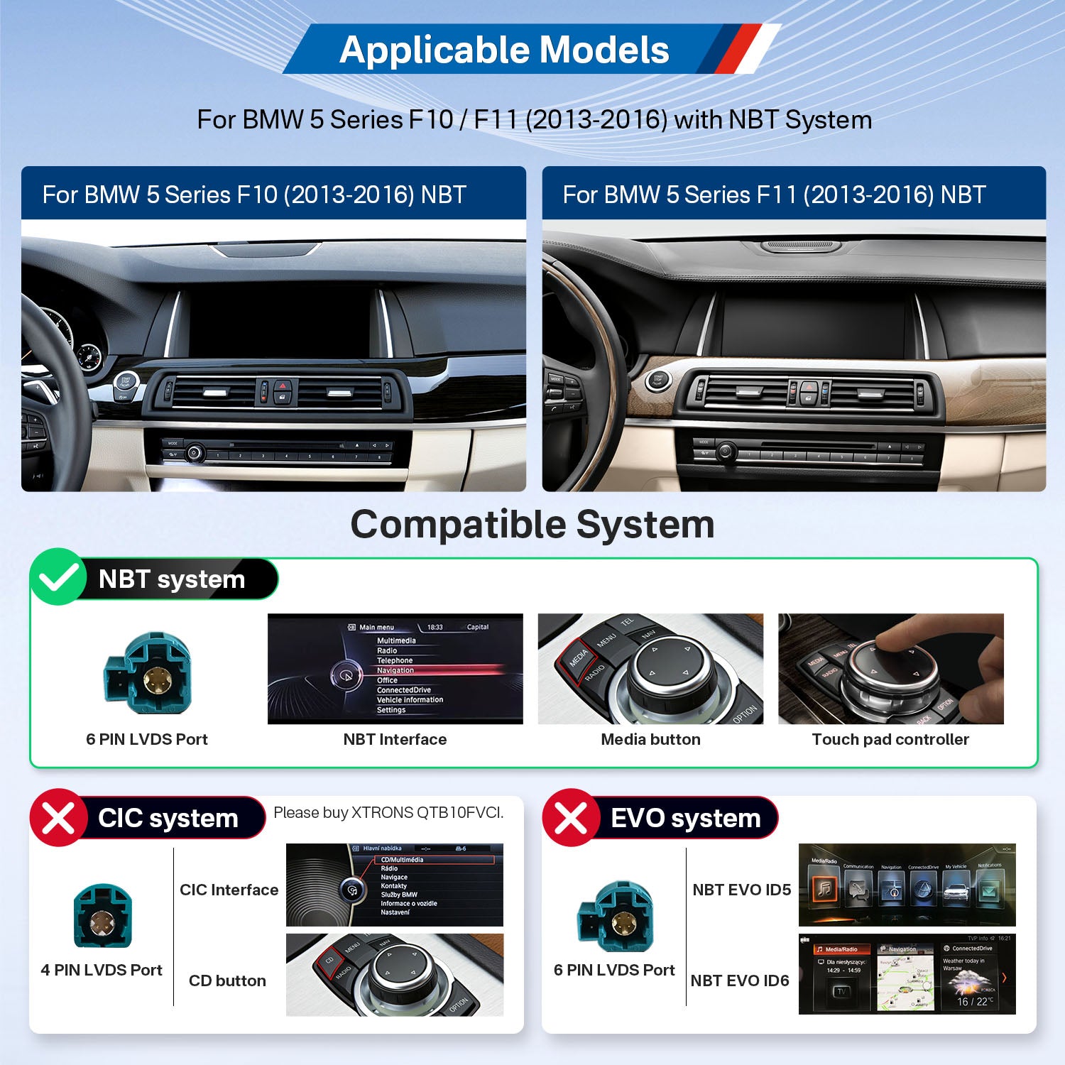 XTRONS BMW 5 Series 10.25" Android Head Unit Car Stereo Wireless CarPlay QTB10FVNB
