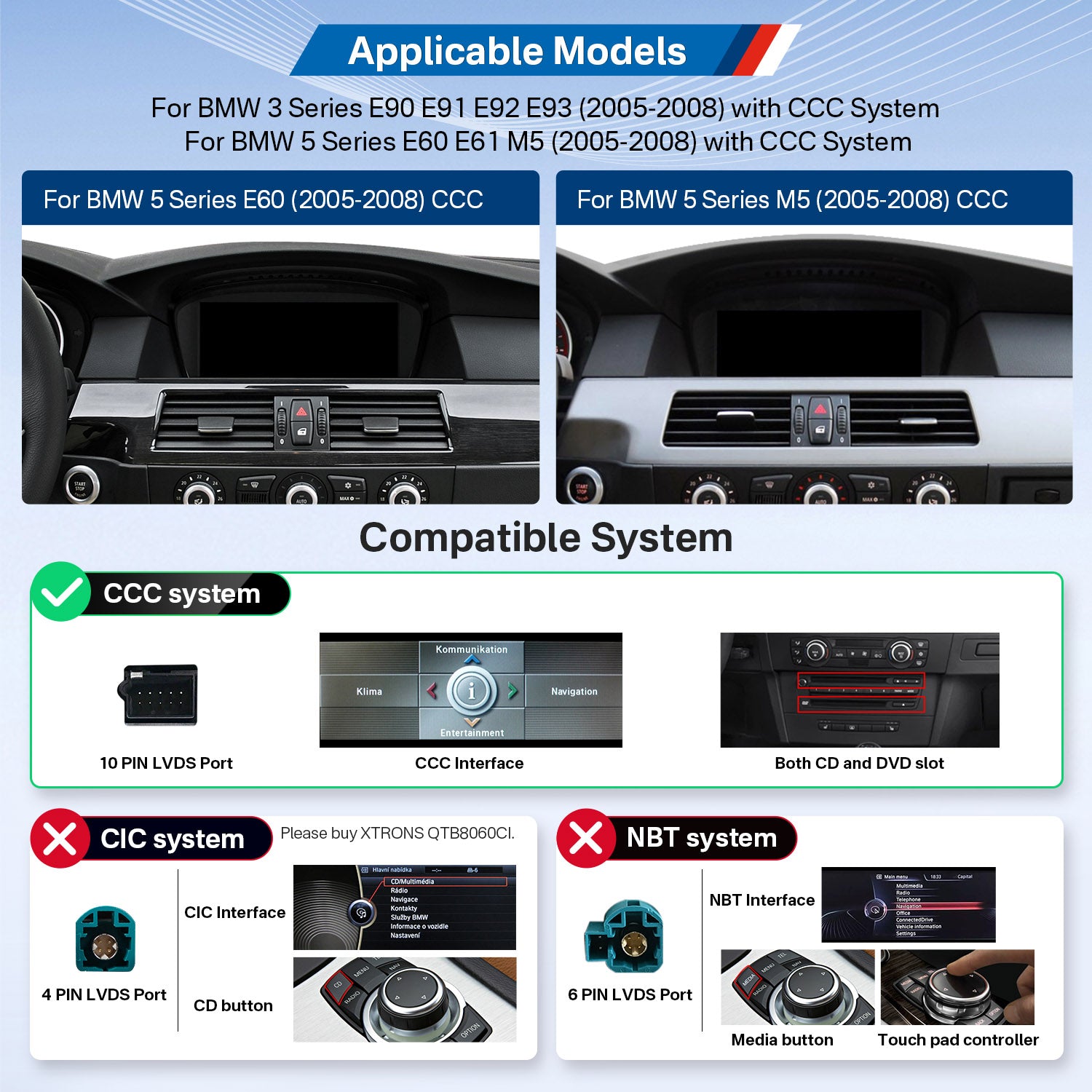 XTRONS QTB8060CC 8.8" Android Head Unit Car Stereo BMW 3 5 Series