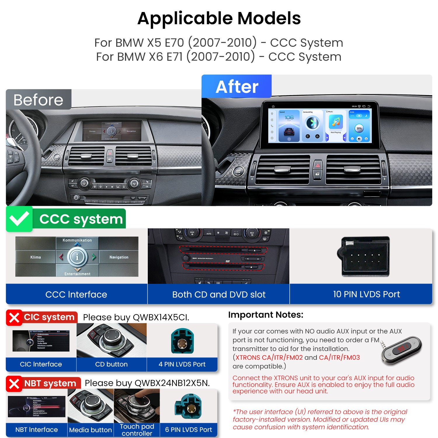 XTRONS QWBX14X5CC BMW X5 X6 10.25 Inch Android 14 Head Unit 8GB RAM 256GB ROM