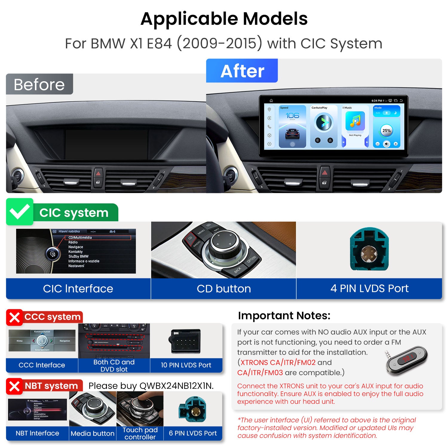 XTRONS QWBX24CIB12X1 12.3" Android Head Unit for BMW X1 E84