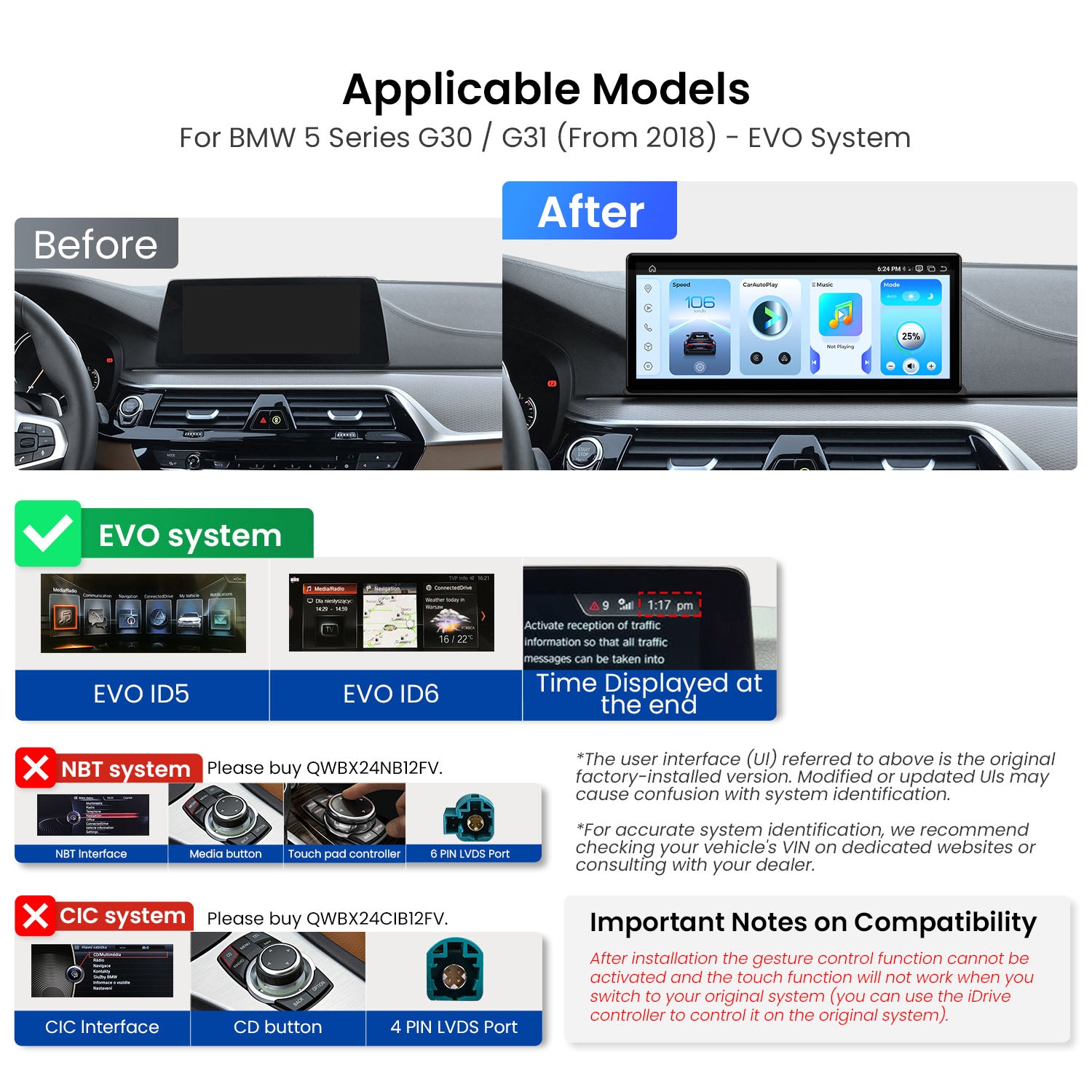 XTRONS BMW 5 Series G30 G31 12.3in 2K Android 14 Head Unit 8GB RAM 256GB