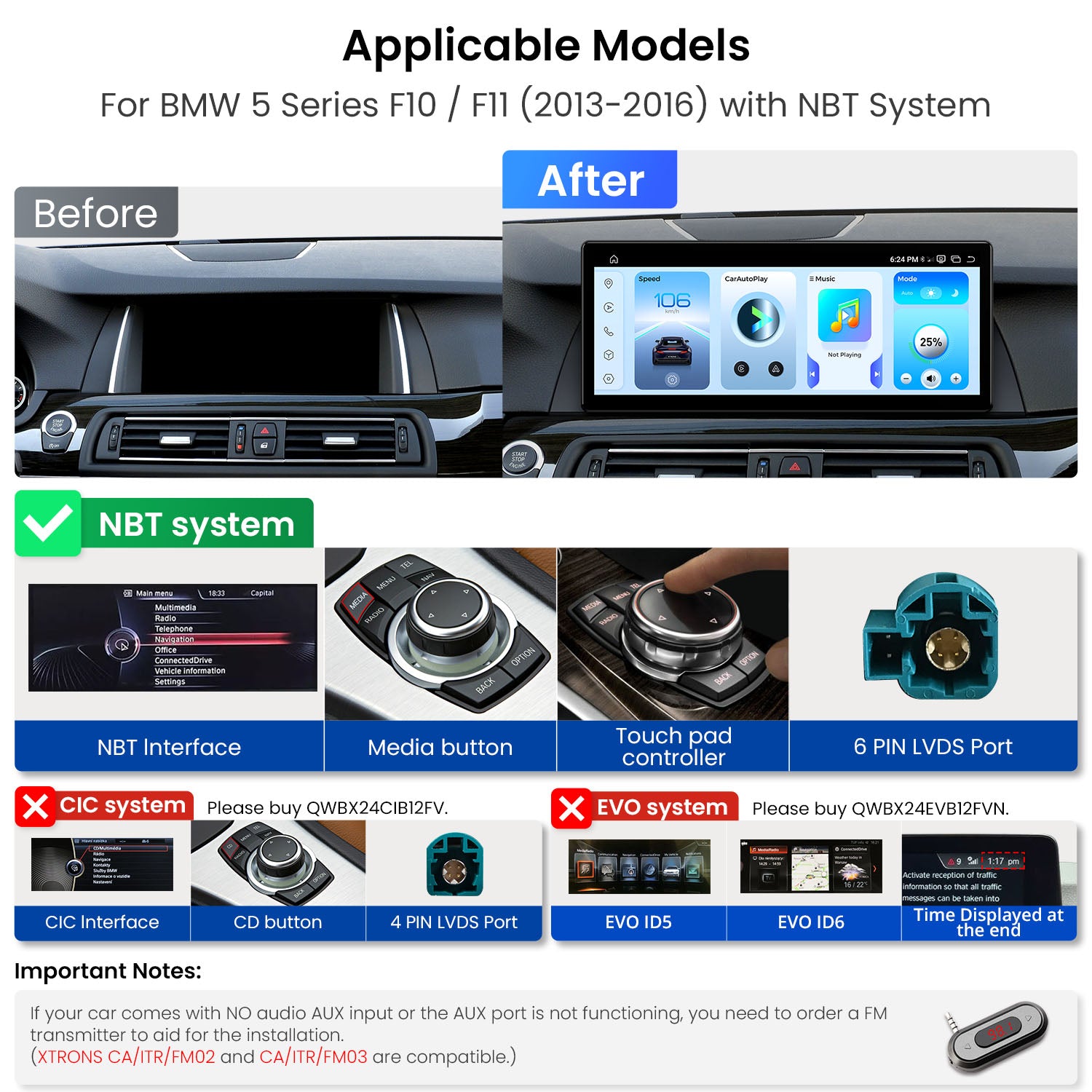XTRONS QWBX24NB12FV 12.3" Android Head Unit for BMW 5 Series