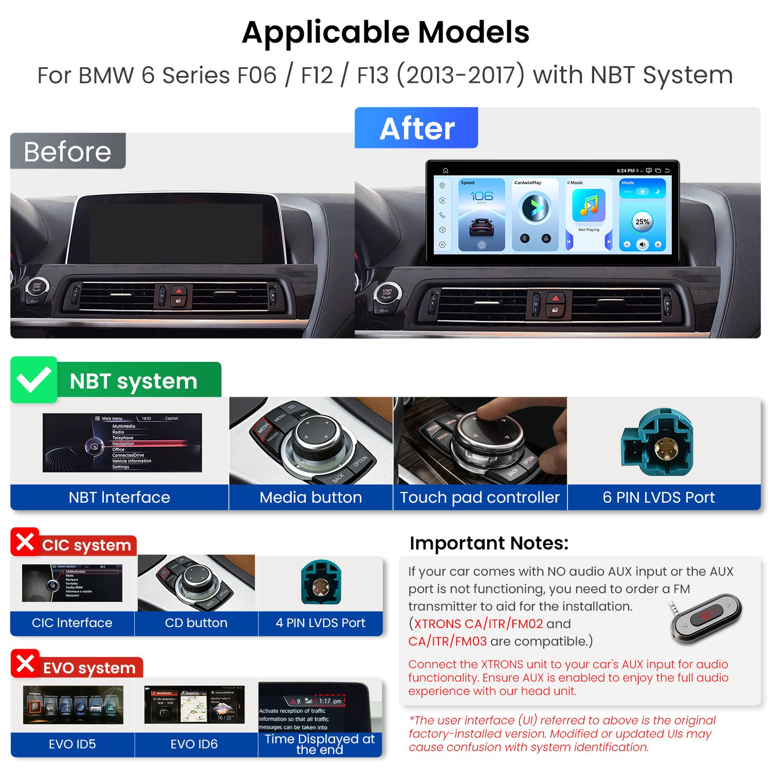 XTRONS QWBX24NB12SX BMW 6 Series 12.3in Android 14 Head Unit 8GB RAM 256GB ROM