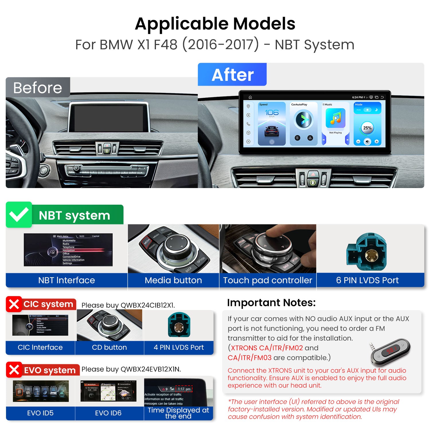 XTRONS BMW X1 F48 12.3in Android 14 Head Unit 8GB RAM 256GB