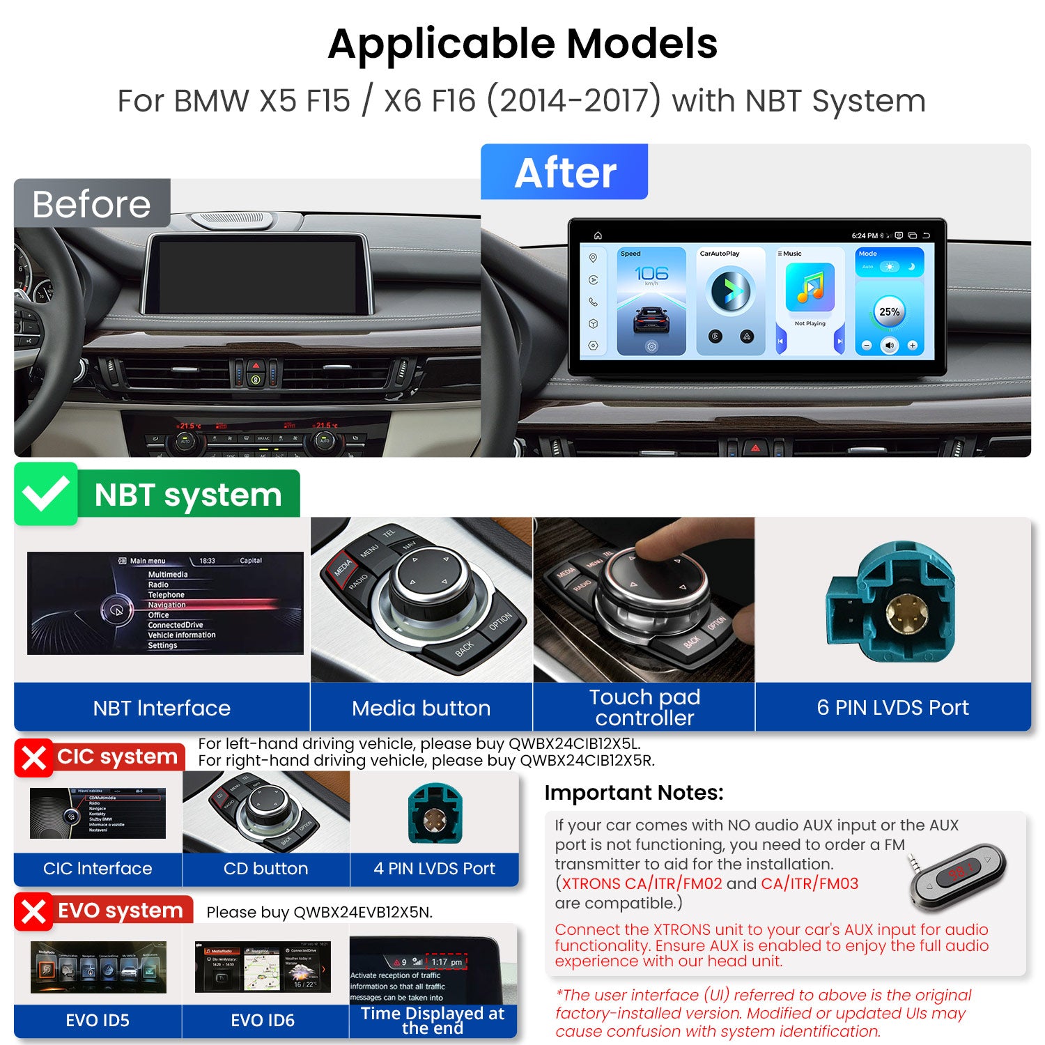 XTRONS QWBX24NB12X5N BMW X5 X6 OEM-Style Widescreen Android Head Unit 12.3" QHD 2K