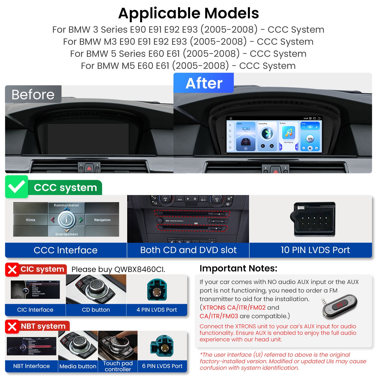 XTRONS QWBX8460CC 8.8in Head Unit BMW 3 5 M3 M5