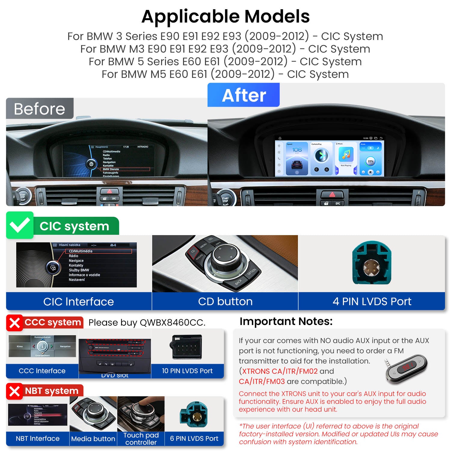 XTRONS QWBX8460CI 8.8" Android 14 Head Unit for BMW 3/5 Series M3 M5