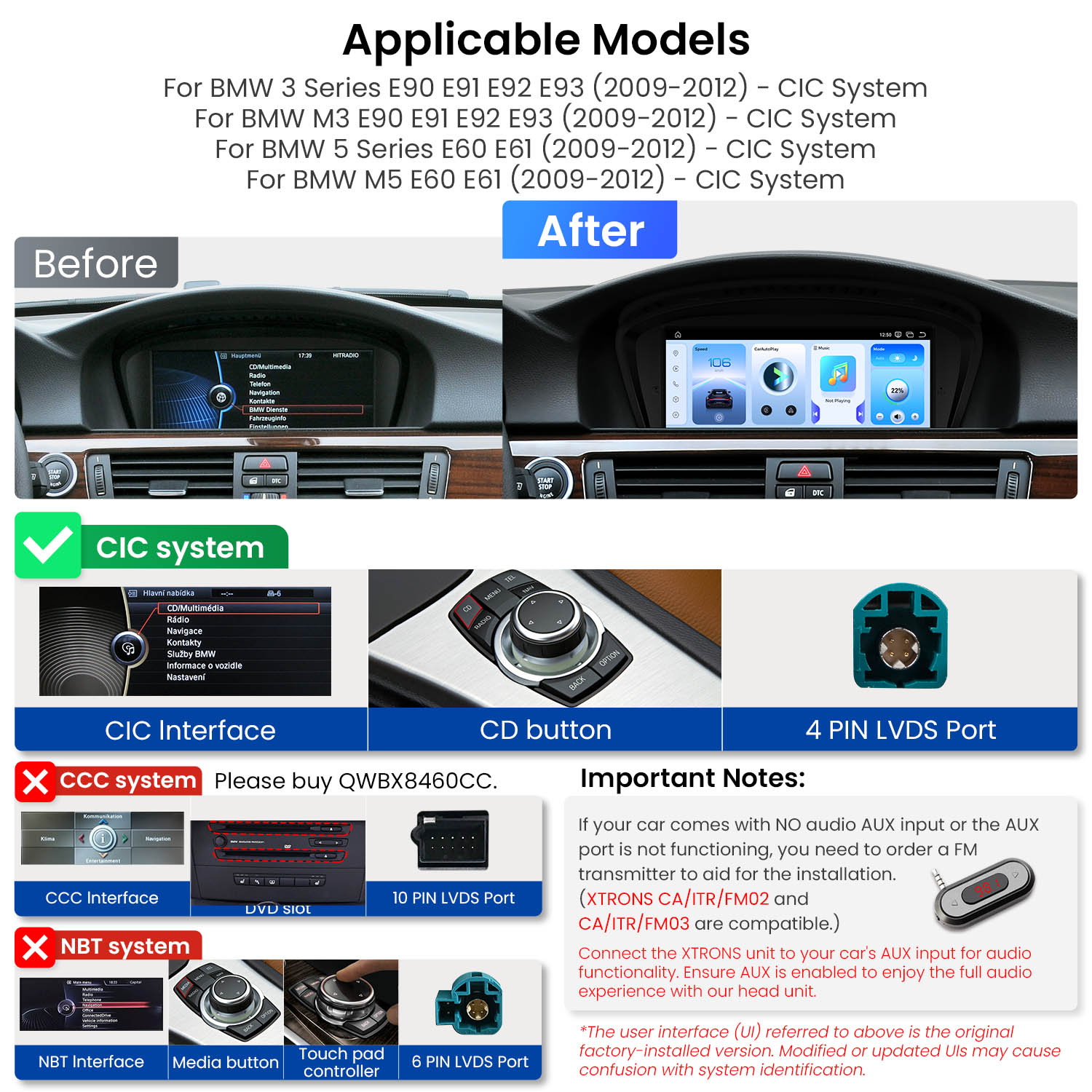 XTRONS QWBX8460CI 8.8" Android 14 Head Unit for BMW 3/5 Series M3 M5
