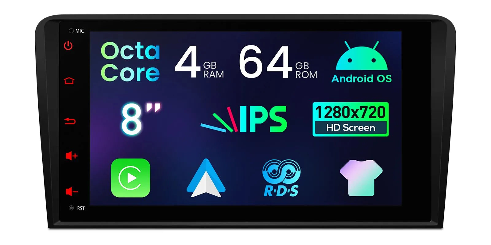 XTRONS ID80A3AL Audi A3 S3 RS3 8in Android Car Stereo Wireless CarPlay 4GB 64GB