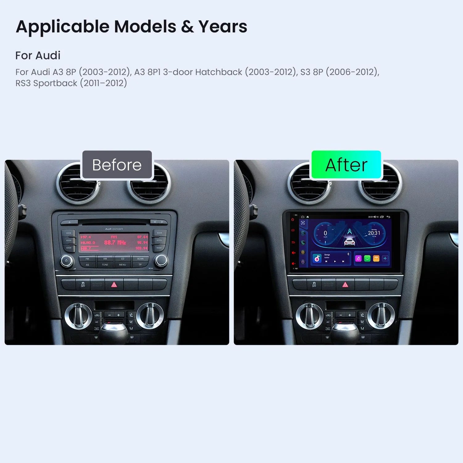 XTRONS ID80A3AL Audi A3 S3 RS3 8in Android Car Stereo Wireless CarPlay 4GB 64GB