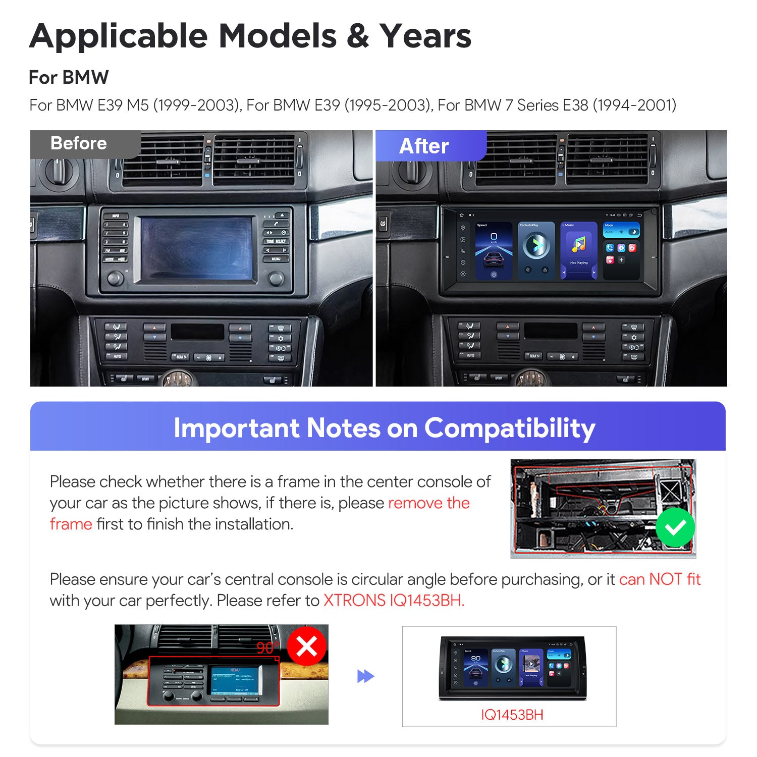 XTRONS IQ Series IQ1439BH Android 14 Head Unit for BMW E39 10.25in