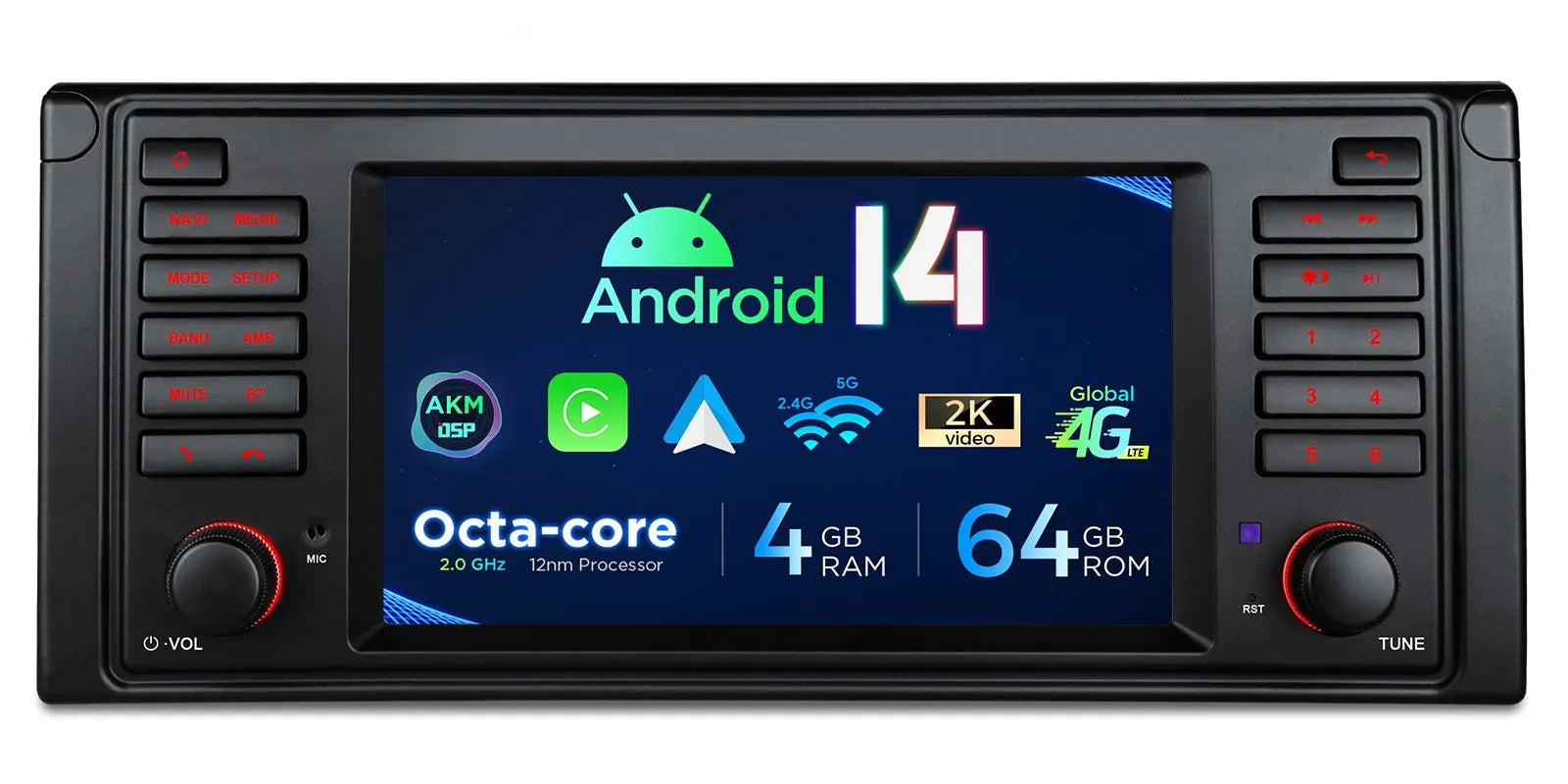 XTRONS PX7439BL BMW E39 7" Android 14 Head Unit 4GB 64GB