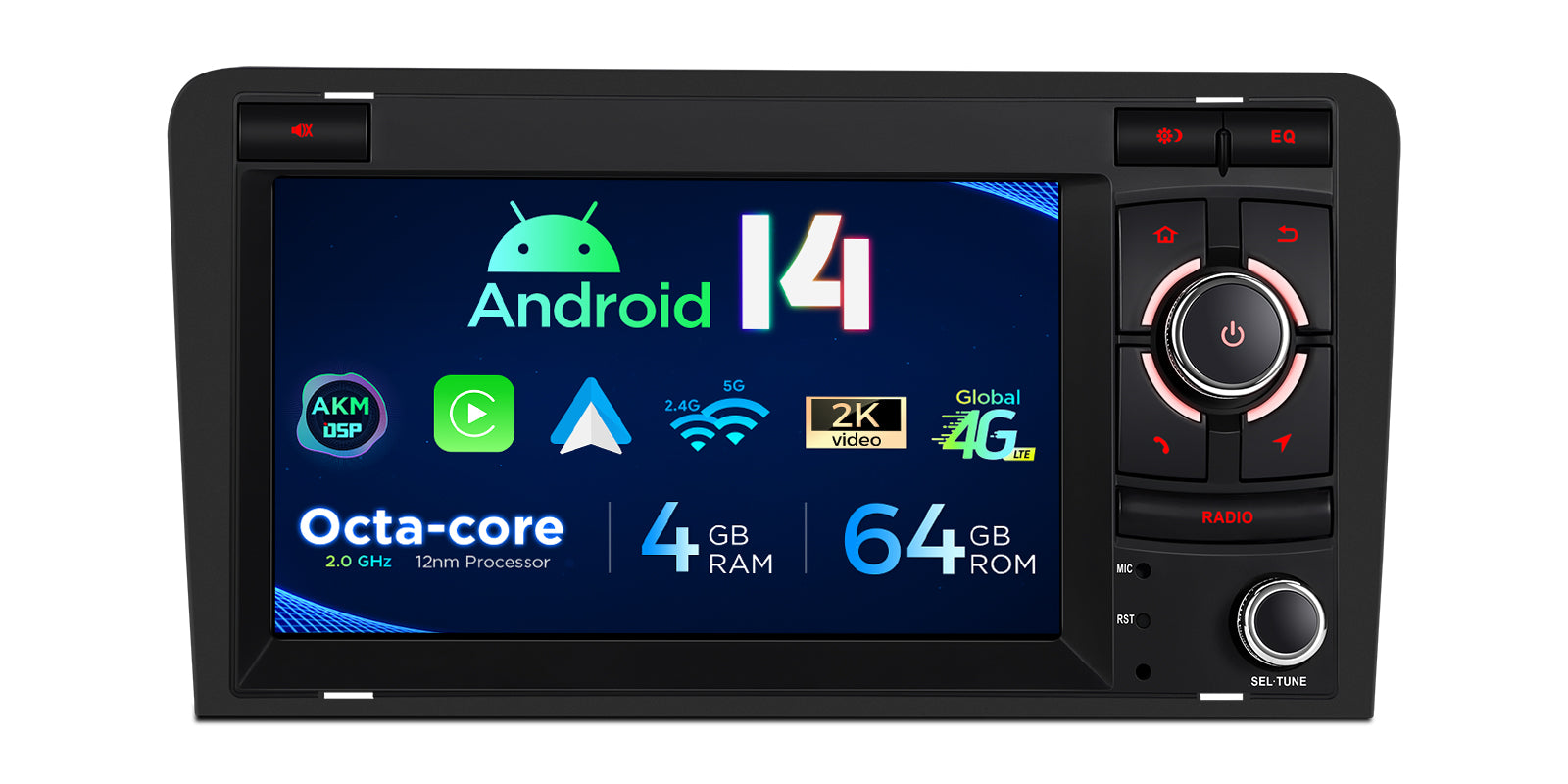 XTRONS PX74A3AL 7" Android 14 Head Unit for Audi A3 4GB 64GB