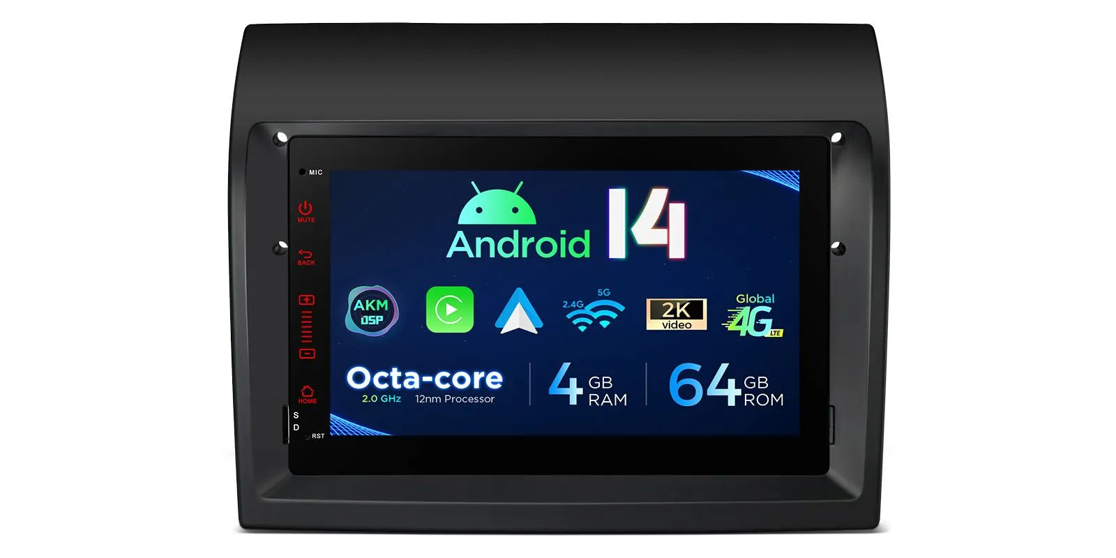 XTRONS PX74DTFL Android 14 7in 4G LTE Car Head Unit for Fiat Ducato