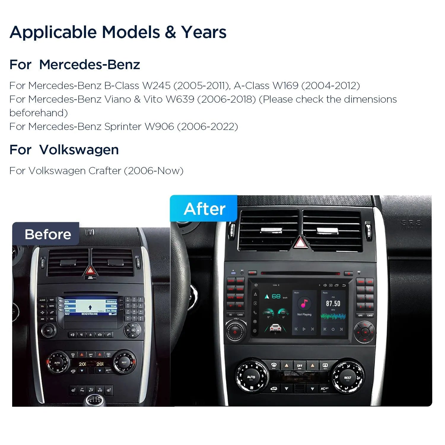 XTRONS PX74M245G 7-Inch Android 14 Car Stereo for Mercedes-Benz Volkswagen