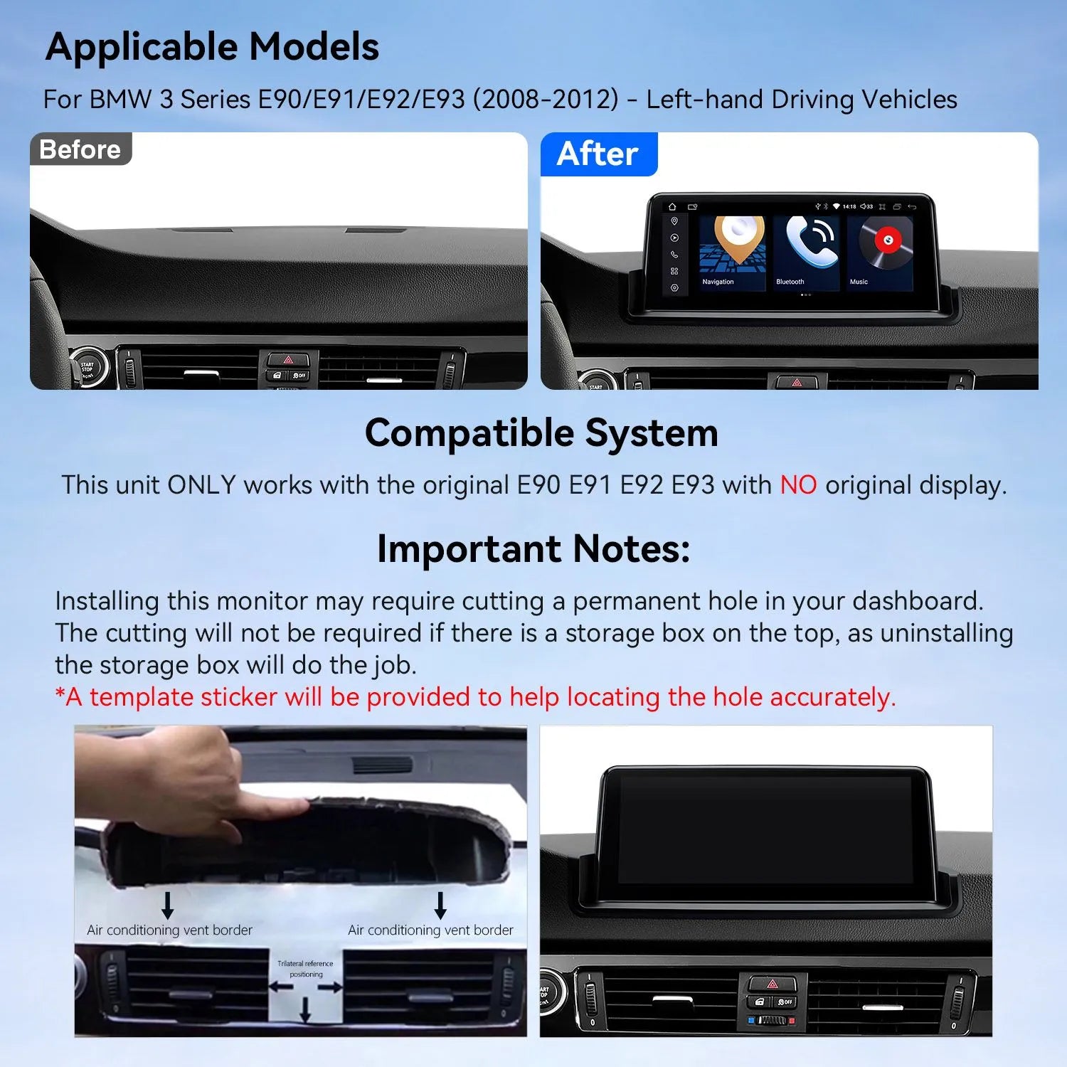 BMW 3 Series 10.25" Android Head Unit Car Stereo Wireless CarPlay QDB1090UNL