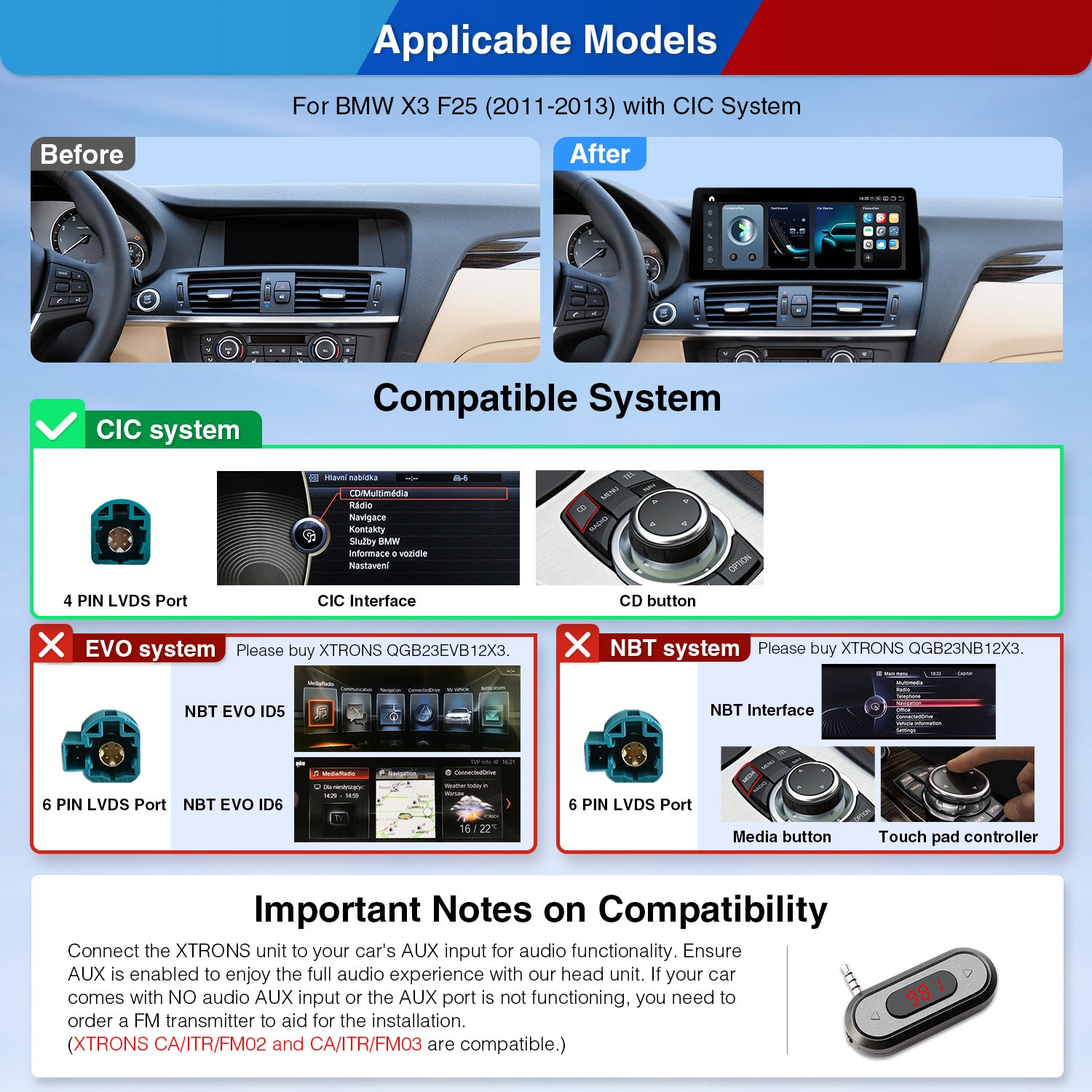 XTRONS QGB24CIB12X3 BMW X3 12.3" 2K Screen Android Head Unit
