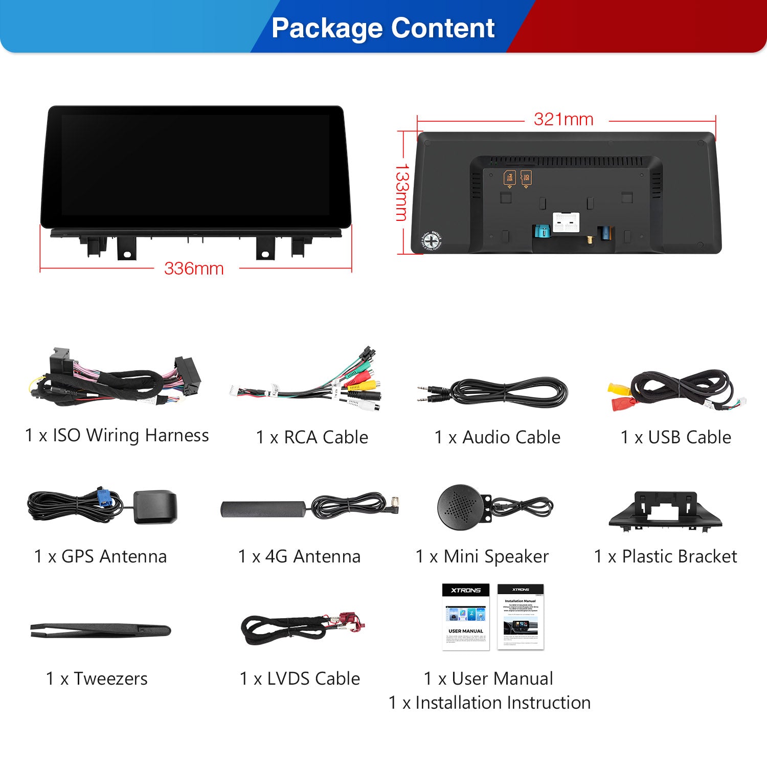 XTRONS QGB24NB12X1N 12.3" 2K Screen Wireless CarPlay Head Unit for BMW X1
