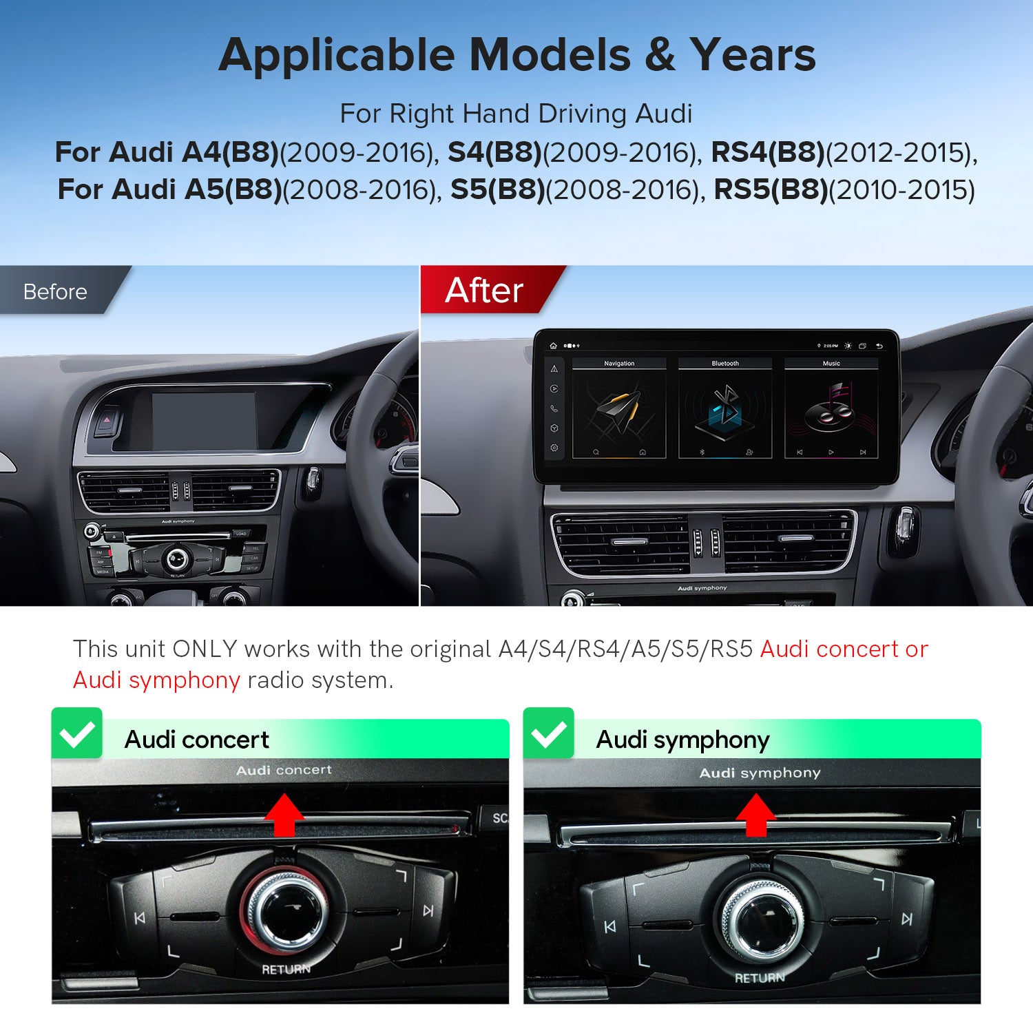 XTRONS QL Series QLA22UCA12A4R 12.3in Android Car Stereo for Audi A4/A5