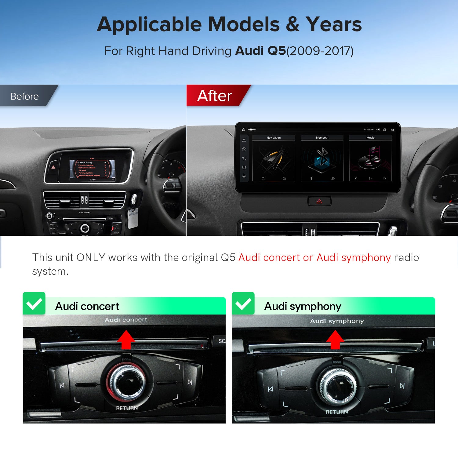 XTRONS QLA22UCA12Q5R Audi Q5 12.3" Android Head Unit Car Stereo