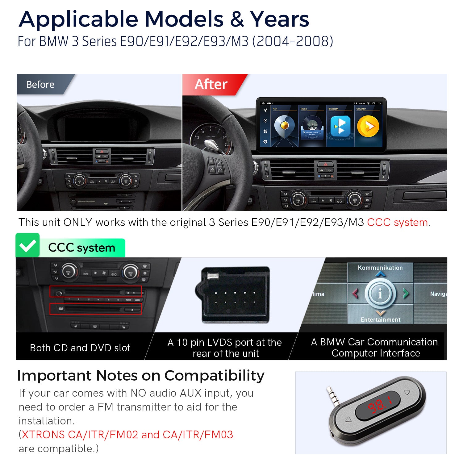 XTRONS QLB22CCB12E92 BMW 3 Series 12.3in Android Head Unit Car Stereo
