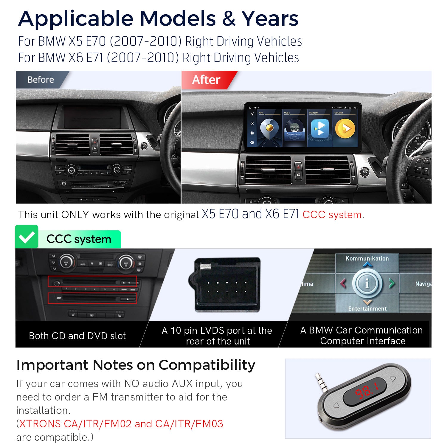 XTRONS QL Series 12.3in Android 13 Head Unit for BMW X5/X6