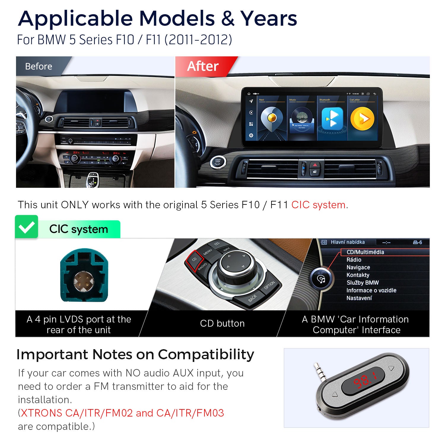 XTRONS QLB22CIB12FV BMW 5 Series 12.3in Android Head Unit Car Stereo