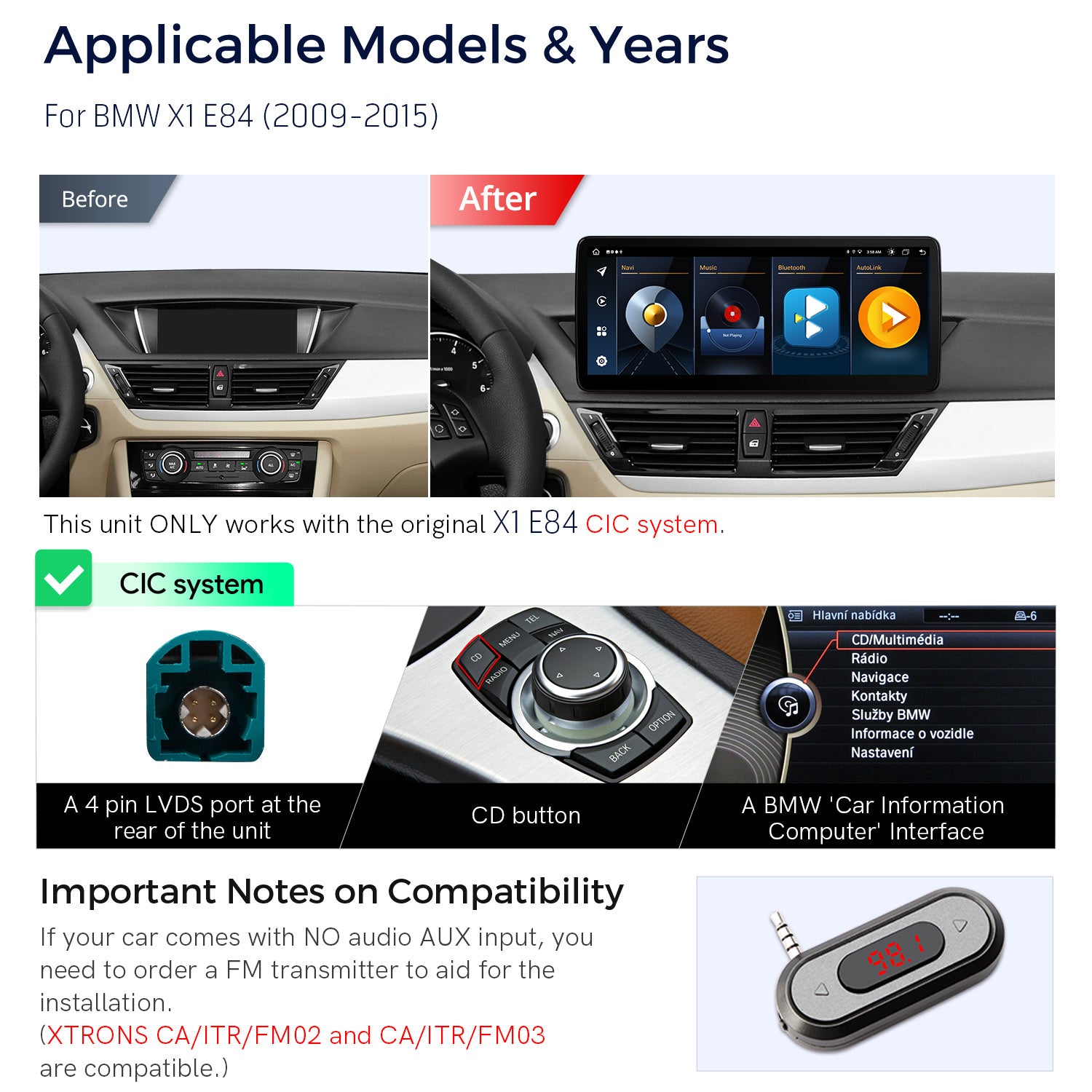 XTRONS QLB22CIB12X1 BMW X1 12.3in Android 13 Head Unit