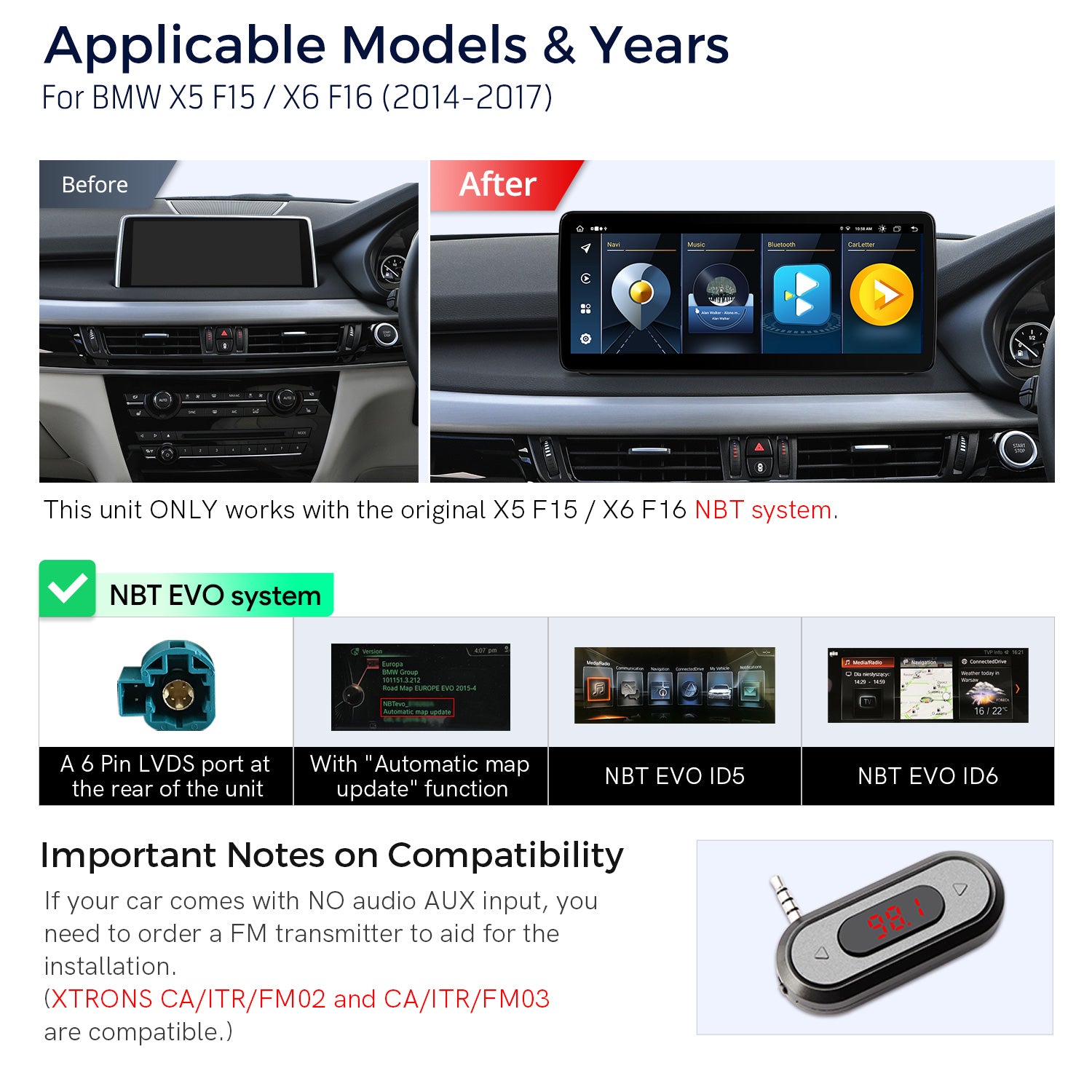 XTRONS QLB22EVB12X5N 12.3" Android Head Unit for BMW X5/X6 4GB 64GB