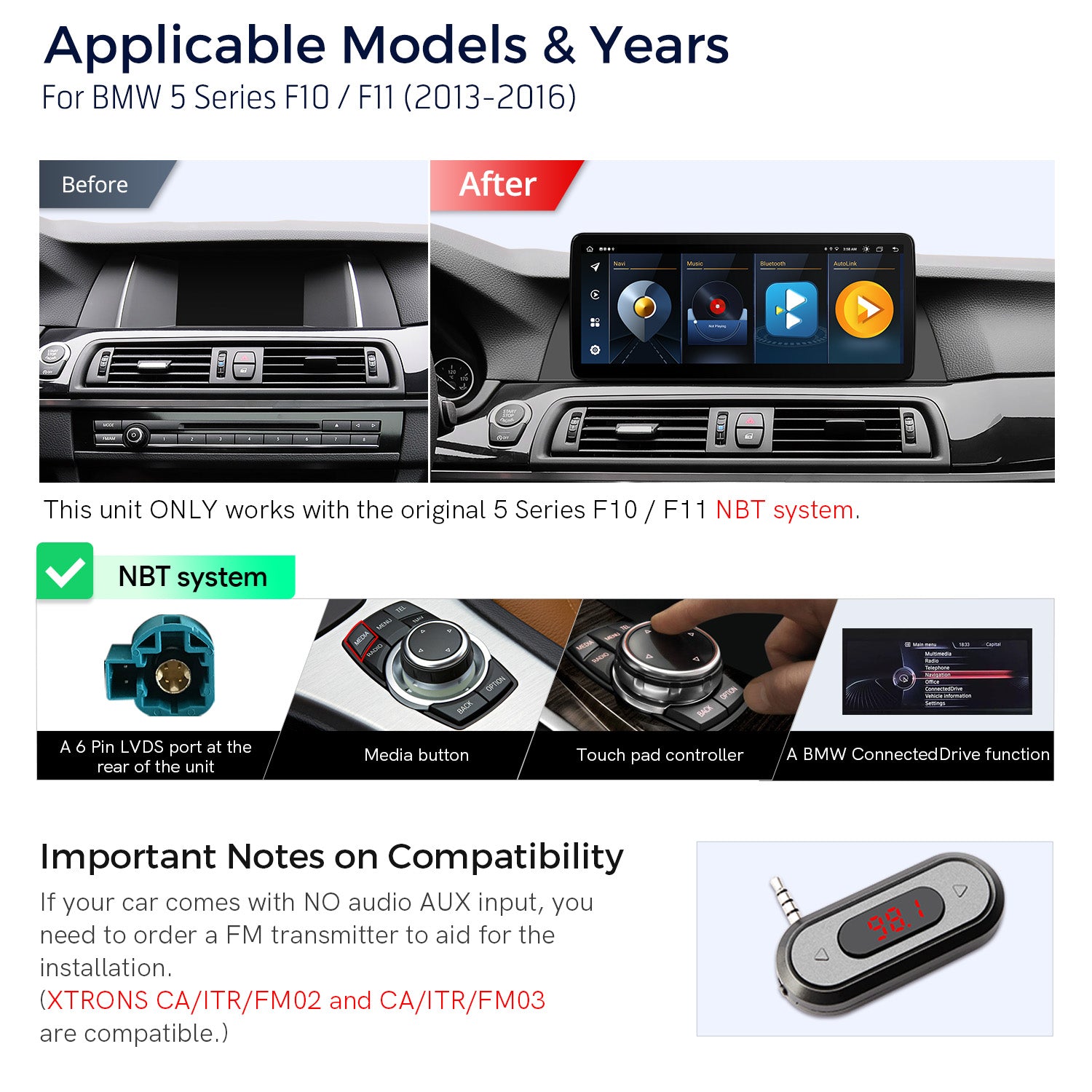 XTRONS QLB22NB12FV 12.3in Android Head Unit for BMW F10/F11
