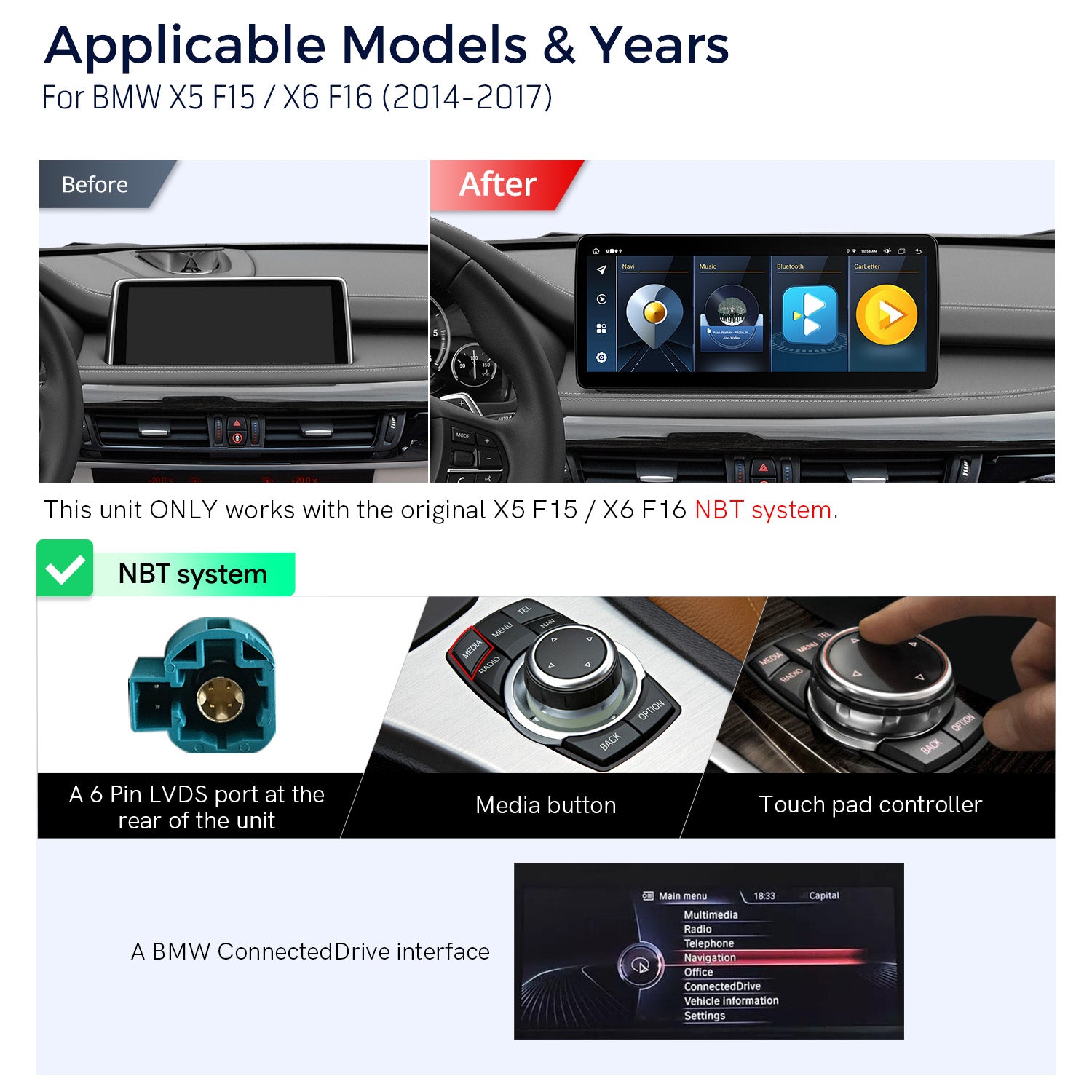 XTRONS QL Series BMW X5/X6 12.3" Android 13 Head Unit 4GB 64GB