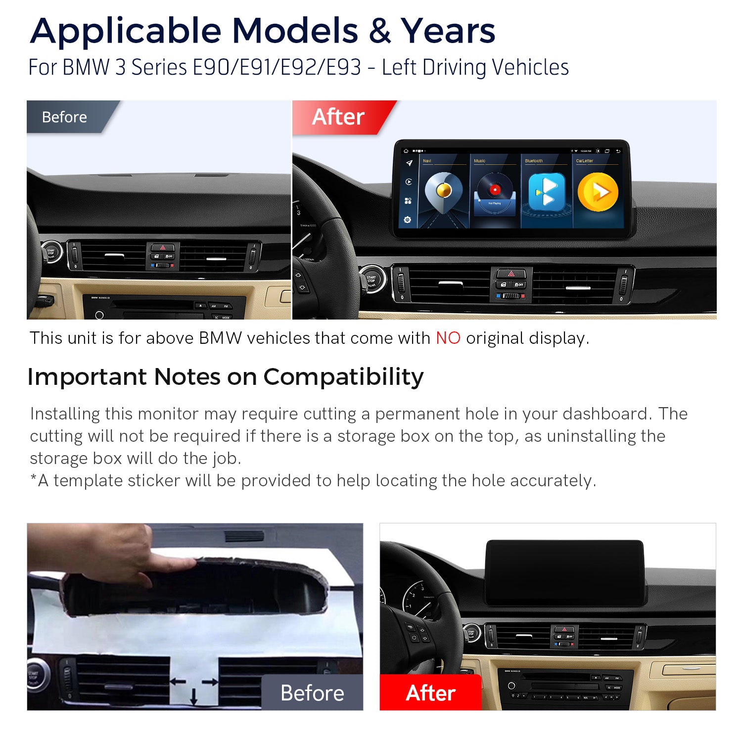 XTRONS QLB22UMB12E90L 12.3in Android 13 Head Unit BMW 3 Series