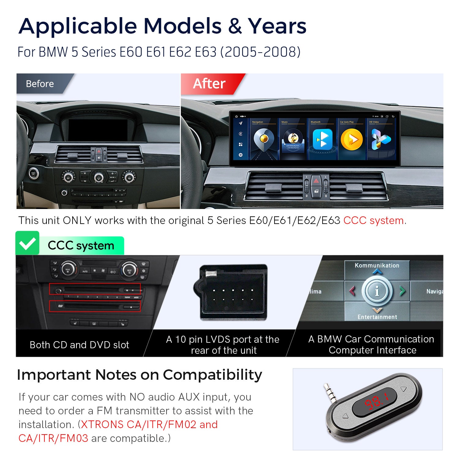 XTRONS QLB4260CC 14.9in BMW 5 Series Android 13 Head Unit