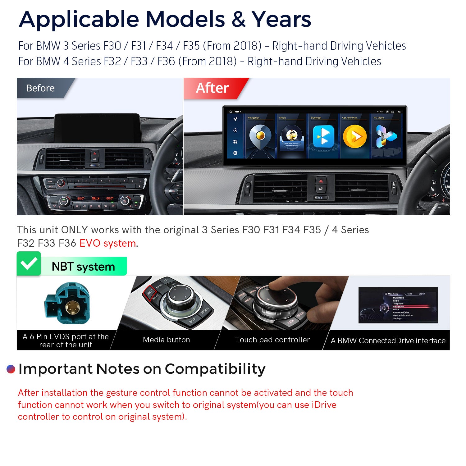 XTRONS QLBH44THEVR3 BMW 3 Series/4 Series 14.9in Android 14 Head Unit