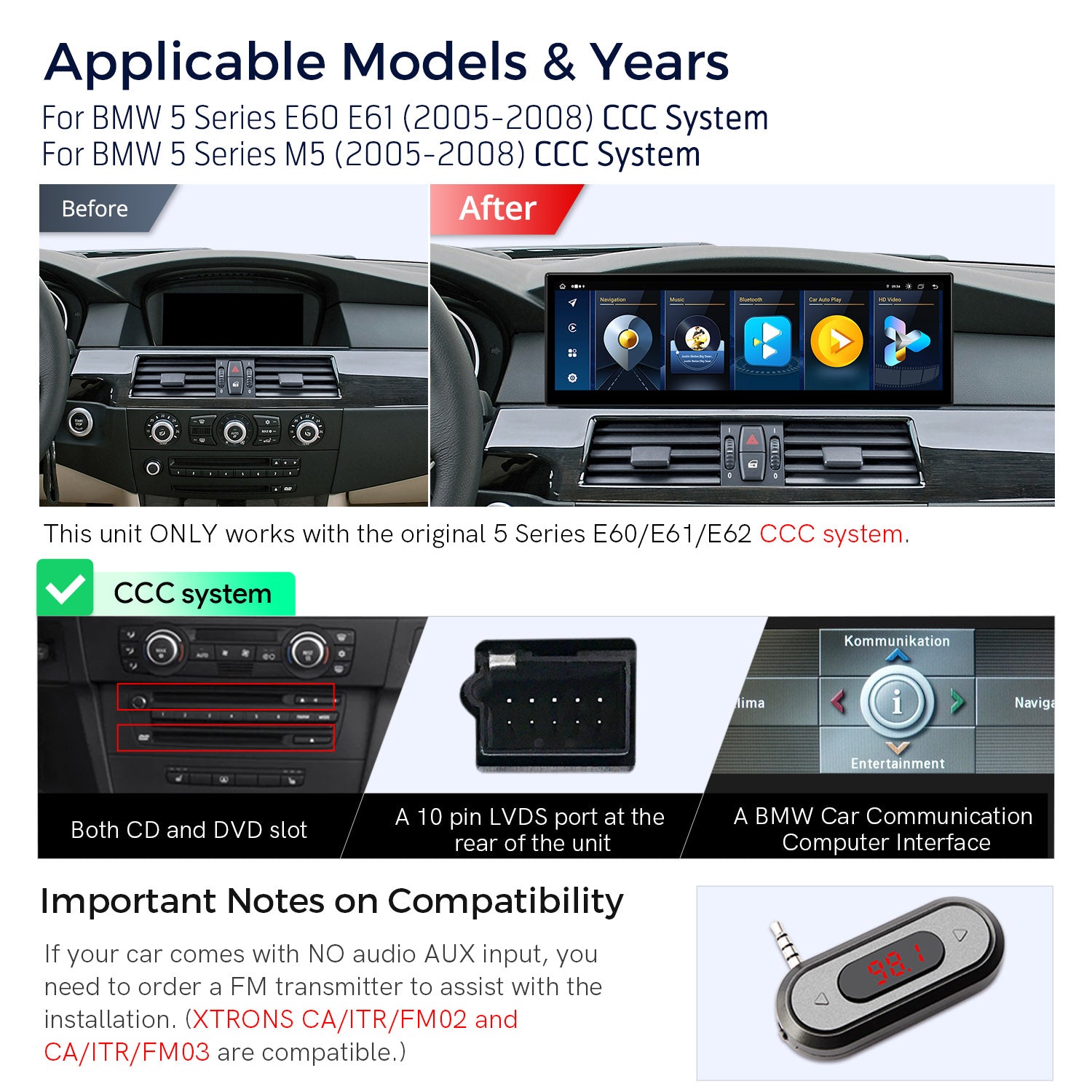 XTRONS QLBX4460CC3 BMW 5 Series 14.9in Android Head Unit