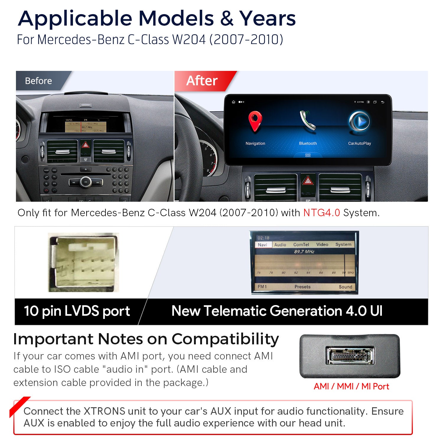 XTRONS Mercedes-Benz 12.3" Android Head Unit Car Stereo | Apple CarPlay & Android Auto | QLM2240M12C40