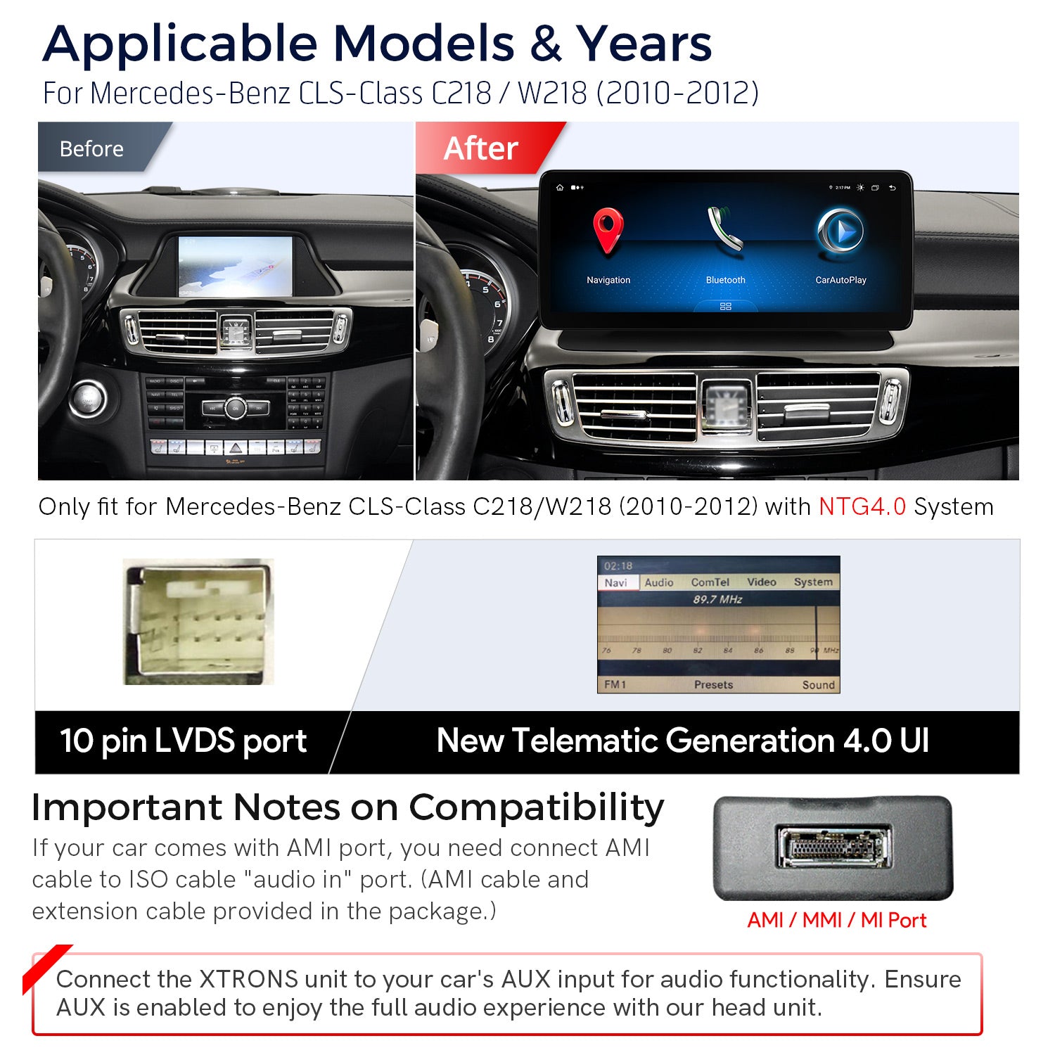 XTRONS QLM2240M12CLS 12.3in Android 13 Car Stereo for Mercedes-Benz CLS-Class 2010-2012