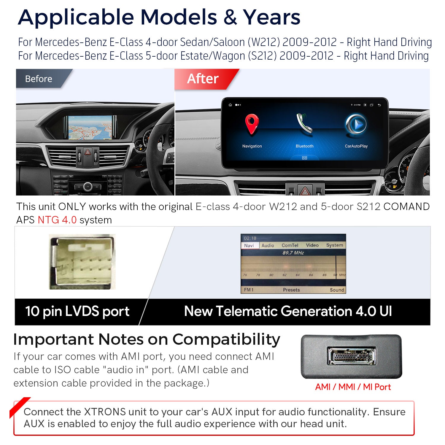 XTRONS QLM2240M12ER 12.3in Custom-Fit Android Head Unit for Mercedes