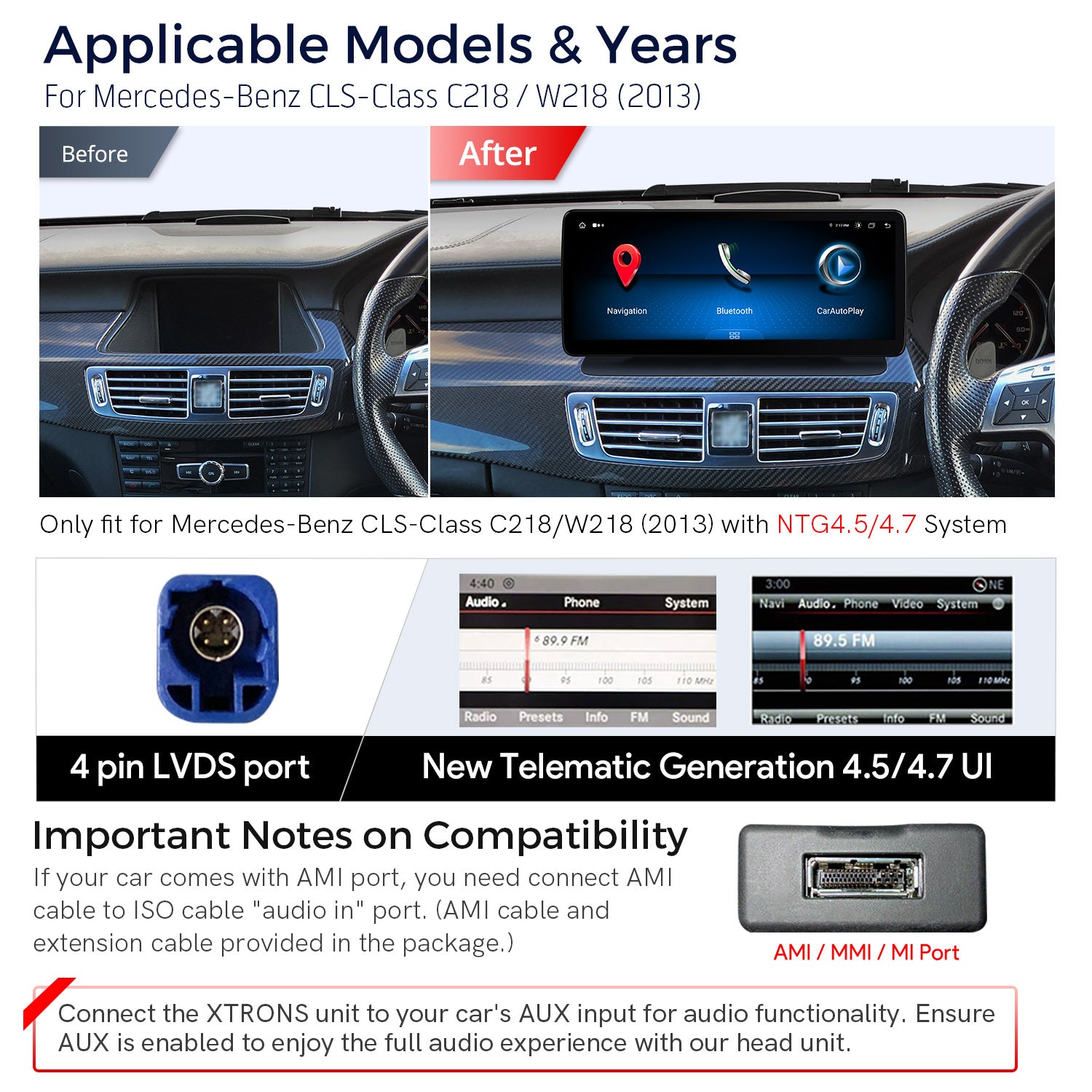 XTRONS QLM2245M12CLS Mercedes-Benz 12.3" Android Head Unit Car Stereo Wireless CarPlay
