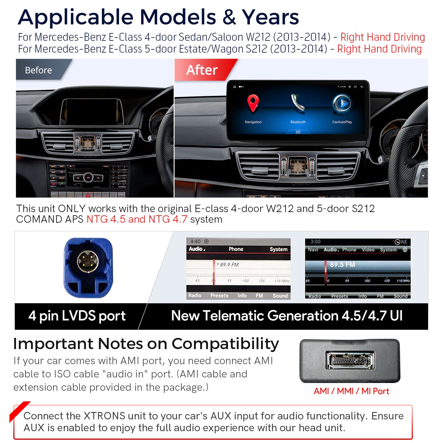 XTRONS QLM2245M12ER Mercedes-Benz Custom-Fit Android 13 Head Unit, 12.3in