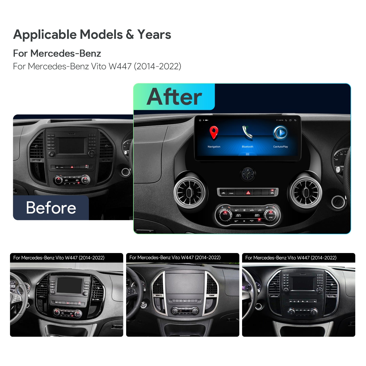 XTRONS IAH24M447 Android Head Unit Wireless CarPlay for Mercedes Vito W447