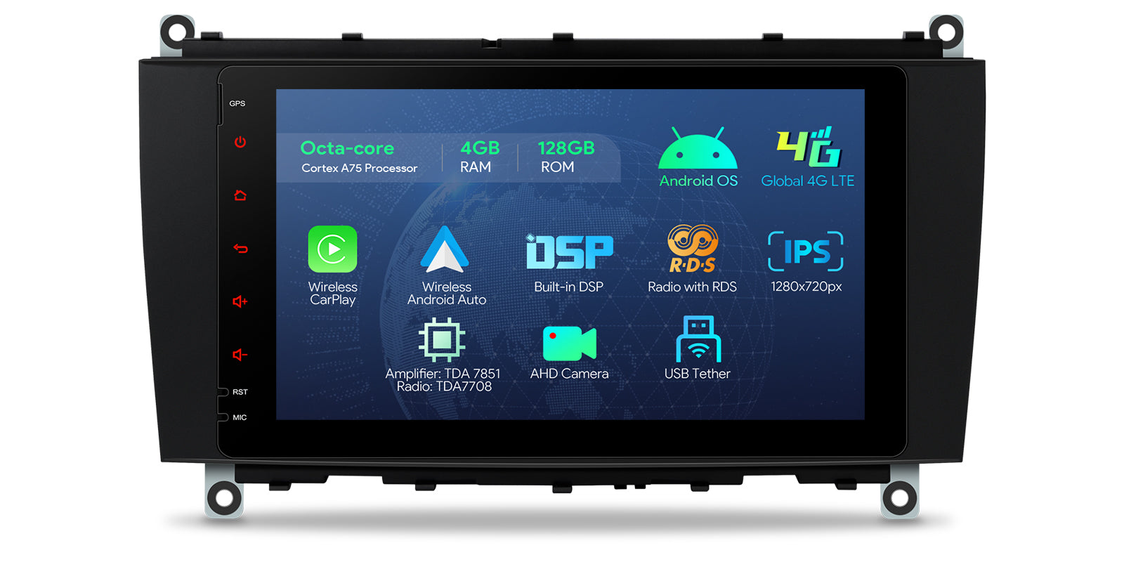 XTRONS IAH84M209SL 8in Android Car Stereo Wireless CarPlay for CLK-Class