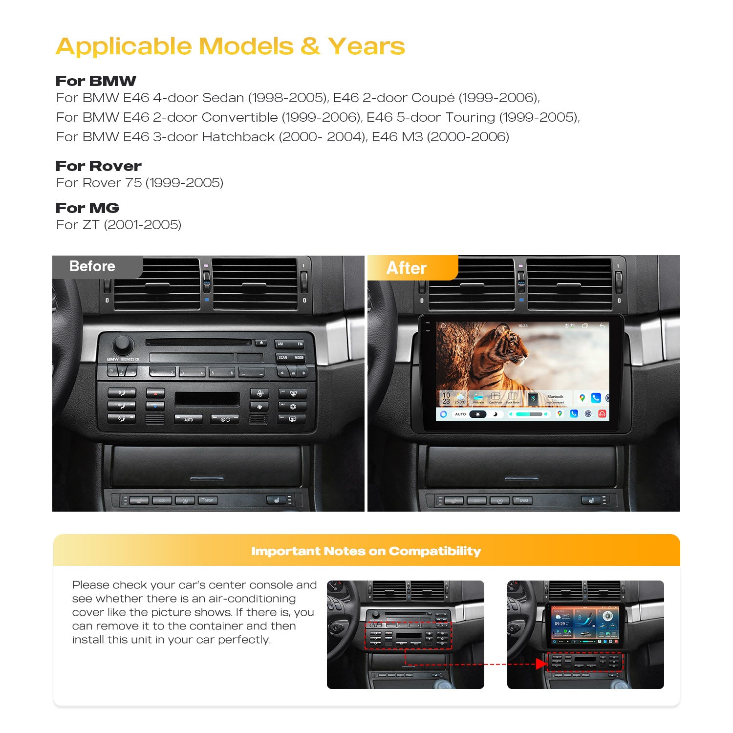XTRONS IMHP9446B 9" Android 14 Car Stereo for BMW E46 Wireless CarPlay