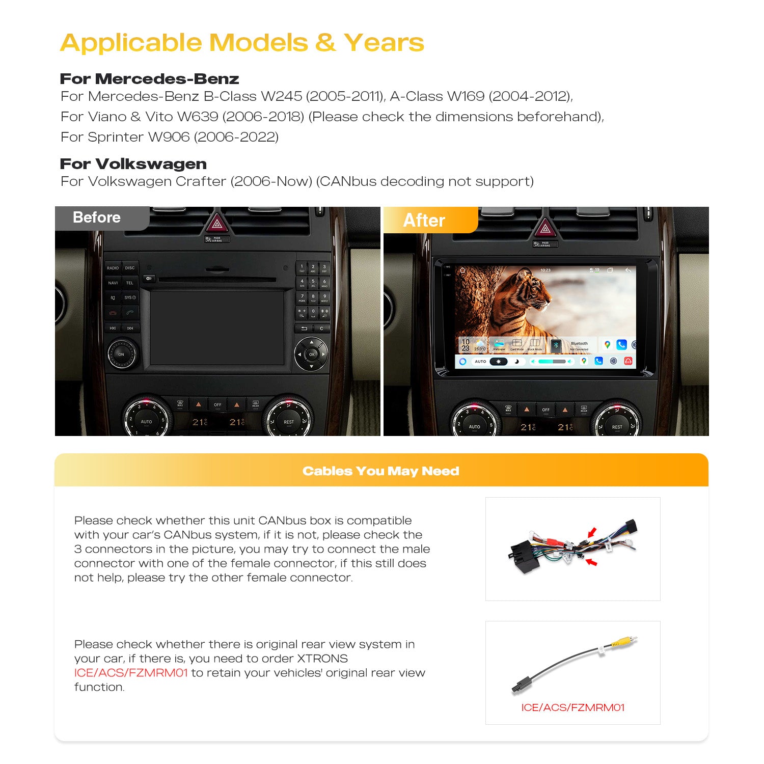 XTRONS IMHP94M245 9-Inch Android 14 Car Stereo Wireless CarPlay Mercedes VW