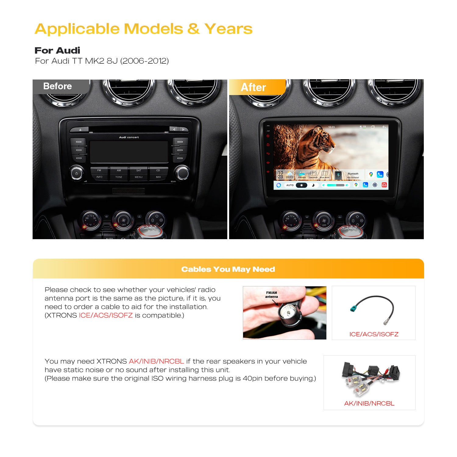 XTRONS IMHP94TTA 9" Android 14 Car Stereo for Audi TT 128GB