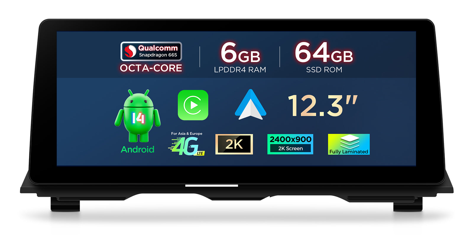 XTRONS QGBS25NB12FV 12.3" 2K Android Car Multimedia Navigation System for BMW 5 Series