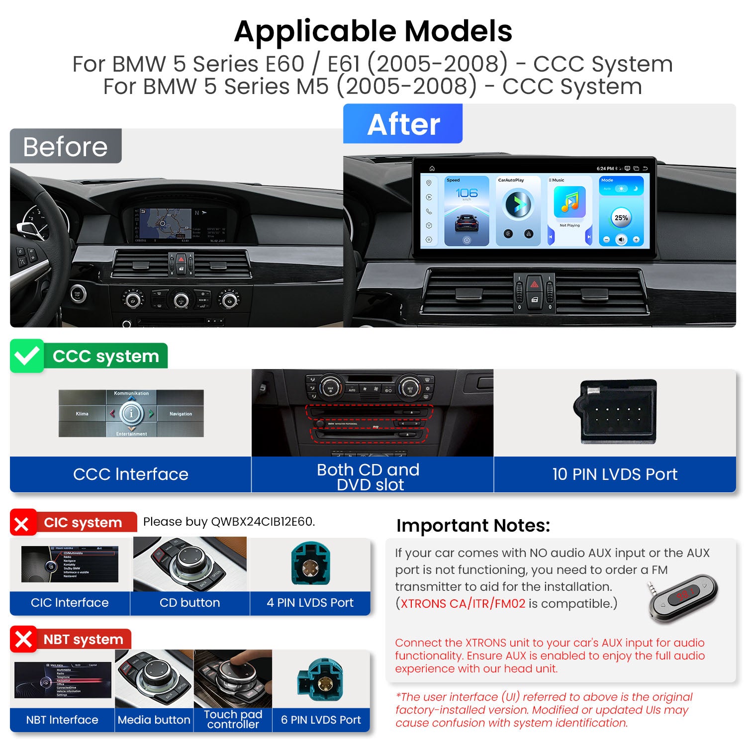 XTRONS QWBX24CCB12E60 BMW 5 Series E60/E61/M5 12.3in Android Head Unit