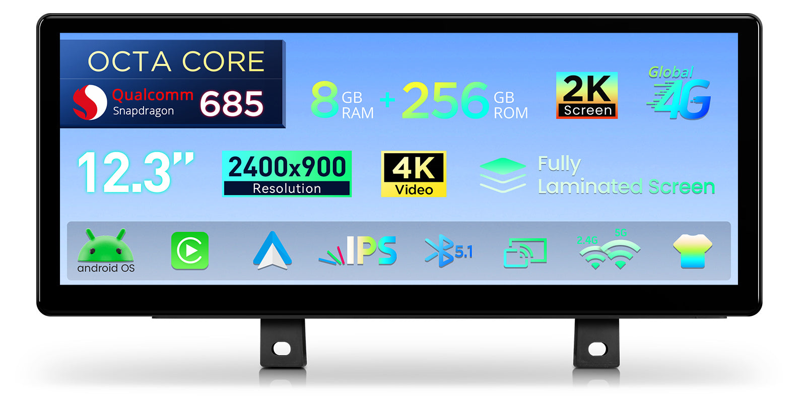 XTRONS QWBX24EVB12THR OEM Widescreen Android 14 Head Unit 12.3in 2K
